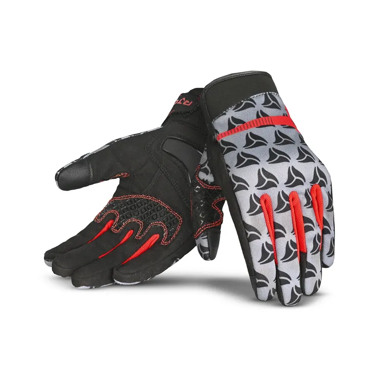 Bestseller R-TECH LEOPARD TEXTIL GUANTE DE MOTO NEGRO ROJO L