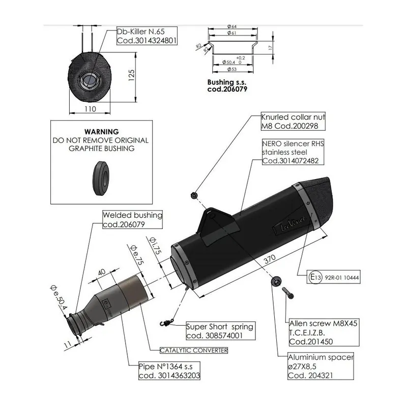 LEOVINCE SILENCIOSO NERO KTM 690 SMC R/ENDURO 21 INOX C/CAT S14072K Novedad